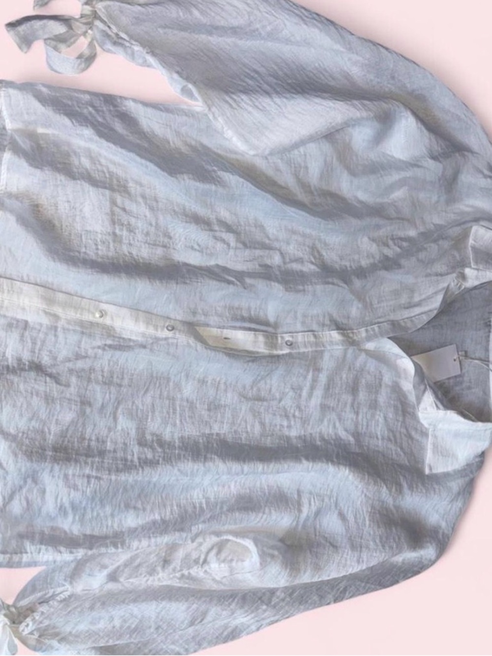 Mango Sheer White Button-Up Blouse - Picture 3 of 5